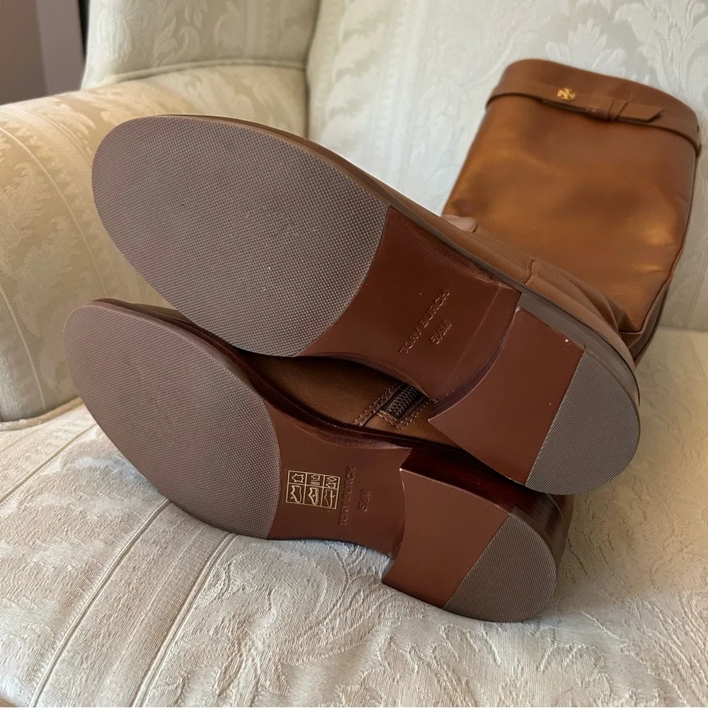 New Authentic TORY BURCH Everly Strap Riding Boots Sierra Tan Size 5.5 $528